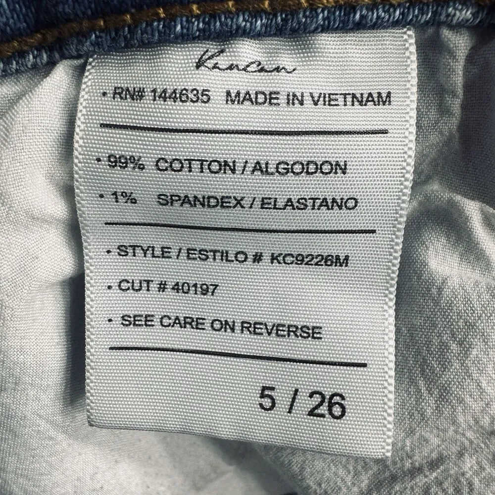 KanCan High Rise Jeans 5/26 (27x29) Blue Distressed Holes Tapered Denim Juniors